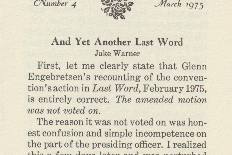 The Rosewood Rambler - Number 4, March 1975 - Page 1